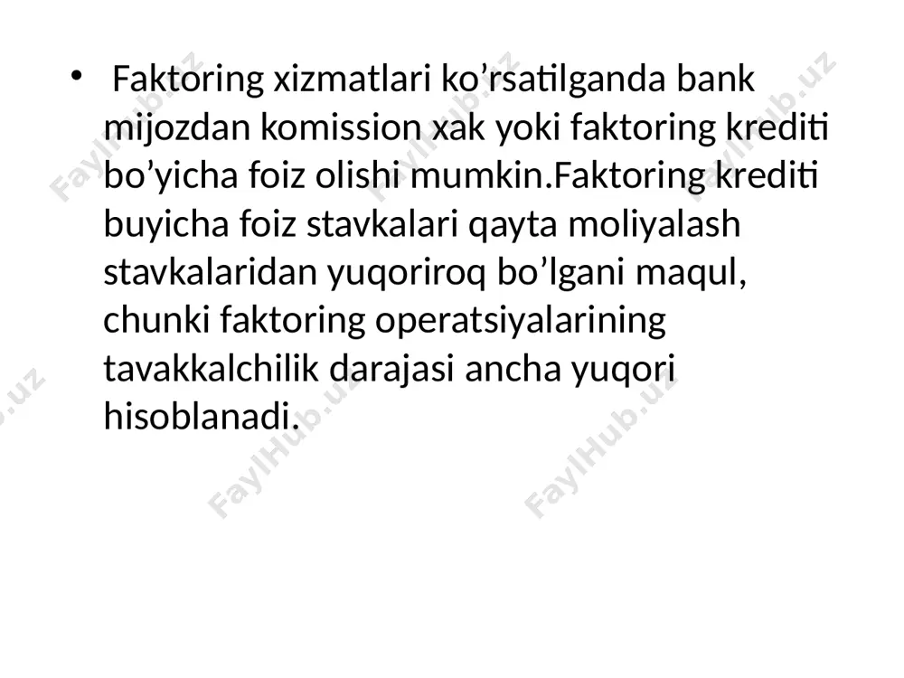 gagandan so’ng egasiga qaytariladi.u esa o’z navbatida bu mulkni boshqa mijozga ijaraga berishi yoki sotib yuborishi mumkin. operativ lizingning muddati bir yilgacha( renting) va bir yildan uch yilgacha (xayring) bo’lgan turlari mavjud. lizing bo’yicha tuzilgan shartnomalar mazmuniga ko’ra kredit shartnomasining bir shakli isfatida maydonga chiqadi. ijaraga oluvchi vaqtinchalik muddatga qaytarishlik va to’lovlilik shartlari asosida mashina, jixoz va boshqa ob’ektda ifodalangan qiymatni oladi. mulk qiymatini to’lash, mulkni tasodifan nobud bo’lishini qoplash, uni sug’urtalash va unga texnik xizmat ko’rsatish hamda tag’mirlashda ham lizing oluvchining maosuliyati ijarachinikidan fark qiladi.ammo shunday holda ham mulk egasi bo’lib lizing beruvchi hisoblanadi. agar lizing ob’ektida defekt, yaoni nukson bulsa, lizing beruvchi kafolat majburiyatidan ozod bo’ladi va lizing oluvchi barcha davolarini lizingni yetkazib beruvchiga bildiradi. lizing va kreditning o’ziga xos jihatlari ko’rsatkich lizing kredit ishtirokchilar lizing uch tomonlama (sotuvchi – lizing beruvchi – lizing oluvchi) yoki ikki tomonlama (lizing beruvchi – lizing oluvchi) shartnomaga asosida amalga oshiriladi. kredit …