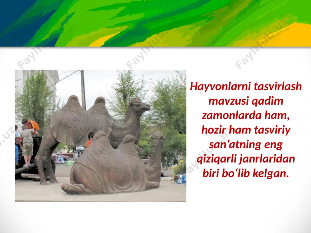 «tuya bilan bo‘taloq» mavzusida haykal ishlash. 4- sinf - Page 3