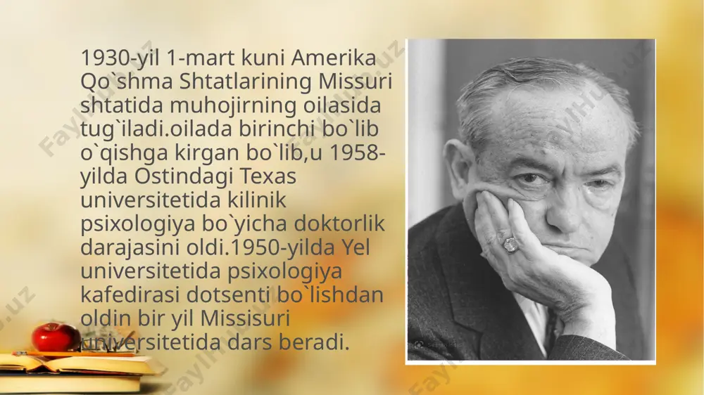 na bolaligida u kanzas-sitidagi immigratsion “turar joy” dasturida qatnashdi. u yerda oilasi bilan ingiliz tilini o`rgandi va sog`liqni saqlash va stamotologik yordam,ovqatlanish va ijtimoiy yordam oldi. ushbu tajriba zigler ta’limga “butun bola” yondashuviga olib keldi, bu esa yosh bolalarning sog`lig`i va ijtimoiy- emotsional ehtiyojlari qondirganda va ota – onalari maktabda o`qishda faol ishtirok etganda o`rganishga ega yaxshi tayorgarlik ko`rishni ta’kidlaydi. bu yondashuv nikson oq uyidagi davlat xizmati orqali o`z aksini topdi, u yerda u aqshning birinchi bolalar parvarish qilish bo`yicha idorasini yaratadi va sog`lom boshlash dasturini va uyda boshlash dasturini konsepsiyasini yaratti va amalga oshirdi. bugungi kunda har yili bir miliondan ortiq yosh bolalarga head start va early head start tomonidan hizmat ko`rsatiladi,zigler bo`lg`si onalar , chaqaloqlarni qo`llab quvvatlash usuli sifatida tasavvur qilingan shunga o`hshash dastur.zigler 1971 –yilda “kompleks bola” ustida mashaqqatli ishlagan. rivojlanish psixologiyasini ijtimoiy siyosatga tadbiq etishda kashshof bo`lgan va ko`pchilik tomonidan 35 milliondan ottiq amerikalik bolalar va …