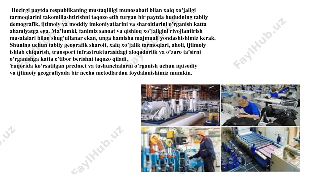 ligi jihatidan ajralib turadi. elektr energetika sanoati hozirgi zamon ishlab chiqarishining bosh omili va asosi aynan elektr energiya sanoatidir. milliy va mintaqaviy iqtisodiyotning biron sohasini yoki umuman kundalik hayotimizni bu tarmoqsiz tasavvur qilish qiyin. elektr quvvatining asosiy qismi respublikada qad ko’targan qator yirik issiqlik elektr stansiyalarida ishlab chiqariladi. bunday stansiyalar jumlasiga sirdaryo, toshkent, navoiy, angren, taxiatosh ies lari kiradi. o’zbekiston energetika sistemasi umumiy o’rnatilgan quvvati 11,3 mln. kvt. bo’lgan 37 issiqlik va gidravlik elektr stansiyalarida yiliga 55 mlrd. kvt. soatdan ortiq elektr energiyasi ishlab ciqaradi. 1923 yildan toshkent shahri yaqinida bo’zsuv kanalida ges qurilishi boshlandi va u 1926 yil 1 mayda ishga tushdi. yoqilg’i sanoati mamlakatning iqtisodiy va ijtimoiy hayotida muhim o’rin tutayotgan sanoat tarmoqlari qatorida yoqilg’i sanoati alohida mavqega ega. ushbu tarmoq asosan tabiiy gaz, neft, ko’mir chiqarishni o’z ichiga oladi. o’zbekiston tabiiy gazning katta zahiralariga ega. respublikada gaz qazib olish yildan-yilga ortib bormoqda. masalan, 1991 yili o’zbekistonda ishlab …