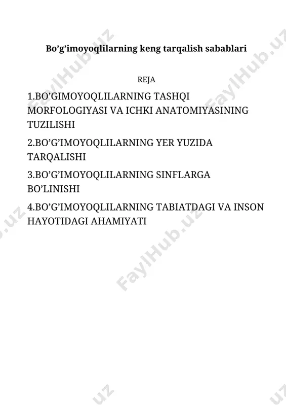 . 4.bo’g’imoyoqlilarning muskullari tanada to’p-to’p bo’lib joylashgan ko’ndalang targ’il muskullardan iborat. 5.tana bo’shlig’i aralash bo’shliq-mikaoseldan iborat. 6.qon aylanish sistemasi ochiq tanasining orqa tomonida joylashgan uzunchoq yoki pufakka o’xshash yurakdan boshlanadi.qon yurakka klapanli teshiklar-ostiylar orqali o’tib,to’g’ridan-to’gri yoki bir necha tomirlar (arteriyalar)orqali tana bo’shlig’iga chiqib ketadi.qoni tana suyuqligi bilan aralashib ketadi shuning uchun gemolimfa deyiladi 7.nafas olish organlari jabra,o’pka yoki traxeyalardan iborat. 8.suvda hayot kechiruvchi bo’g’imoyoqlilar ayirish sistemasi xalqali chuvalchanglar metanefridiylarining o’zgarishidan hosil bo’lgan bir juft naysimon koksal bezlardan iborat.quruqlikda yashovchi vakillarda malpigi naychalari orqa ichakning oldingi qismiga ochiladi 9.nerv sistemasi bir juft bosh nerv tugunlari ya’ni bosh miya xalqumni aylanib o’tadigan nerv tomirlar-konnektivalar va qorin nerv zanjirlaridan iborat. 10.ko’pchilik bo’g’imoyoqlilar ayrim jinsli yoki faqat jinsiy urug’lanish orqali partenogenez bo’g’imoyoqlilar(arthropoda)tipi, o’rgimchaksimonlar(arachnida)sinfi. chayon falanga kananing tashiq va ichki tuzilishi: chayon:tanasining uzunligi 10 santimetrdan ortiqroq bo‘lishi mumkin. u rossiyada markaziy osiyo, zakavkaze va krimda uchraydi. tanasi boshko‘krak, qorin qismlariga bo‘linadi, boshko‘krak qismi yelka tomonidan …