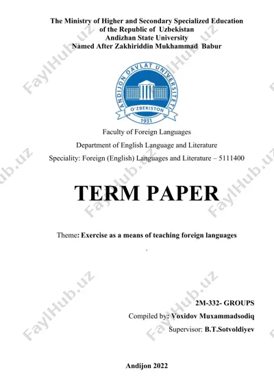 exercise as a means of teaching foreign languages — DOCX