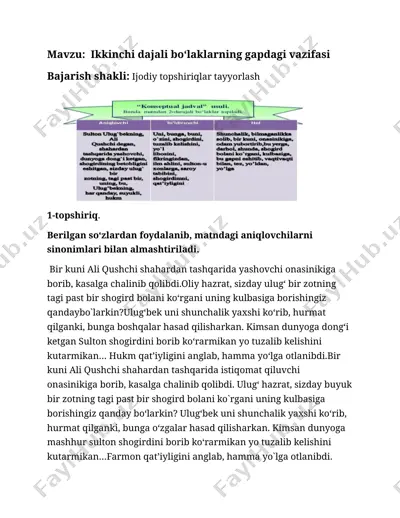 ikkinchi dajali boʻlaklarning gapdagi vazifasi — DOCX