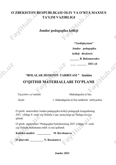 o'qitish materiallari to'plami — DOCX