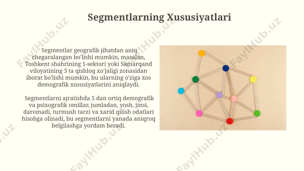 ahlil qilish qozog'istonning almati shahridagi kompaniyalarning 80% dan ortig'i mijozlarni avtomatlashtirilgan segmentlashtirish tizimlarini qo'llab, potentsial mijozlarni aniqlash va ular bilan aloqani yaxshilashga erishdi. 2023-yilgi ma'lumotlarga ko'ra, algoritmlar yordamida segmentlarni aniqlash samaradorligi 15% ga oshdi, bu esa marketing kampaniyalari samaradorligini oshirishga va xarajatlarni kamaytirishga yordam beradi. segmentlar va supersegmentlar o'rtasidagi farqlar masalan, ingliz tilidagi stress supersegmenti so'zning ma'nosini o'zgartirishi mumkin (masalan, "import" va "import" so'zlarining farqi 2 ta stress pozitsiyasiga bog'liq, 1-bo'g'inda yoki 2-bo'g'inda). segmentlar fonetik birliklar bo'lib, 3 dan 5 gacha fonemalardan tashkil topishi mumkin, masalan, "stol" so'zidagi "stol" segmenti, toshkent shevasida biroz boshqacha talaffuz qilinishi mumkin. supersegmentlarni avtomatlashtirilgan tahlil qilish суперсегментларни автоматик таҳлил қилиш тизимининг самарадорлигини ошириш мақсадида, нейрон тармоқлардан фойдаланиб, таҳлил дақиқлиги 90% дан 98% гача оширилди ва бунда 5000 дан ортиқ сўз бирикмаси қайта ишланди. суперсегментларни автоматик таҳлил қилиш жараёнида 2023 йилда тошкентда ўтказилган тадқиқотлар натижасида, 95% га яқин аниқлик билан 5та турли суперсегмент турини аниқлаш имконияти …