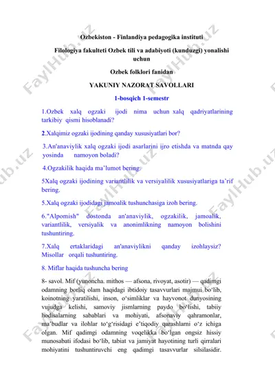 yakuniy nazorat savollari — DOCX