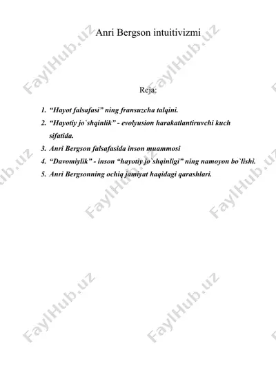 anri bergson intuitivizmi — DOC
