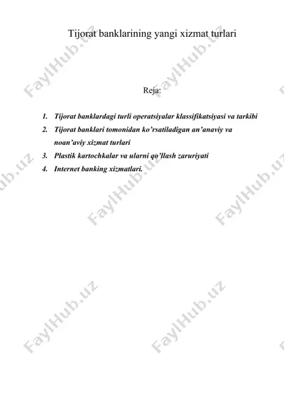 tijorat banklarining yangi xizmat turlari — DOC