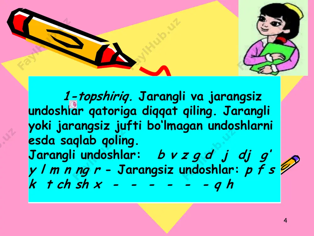 g va k undoshlarining talaffuzi va imlosi 5-sinf - Page 4