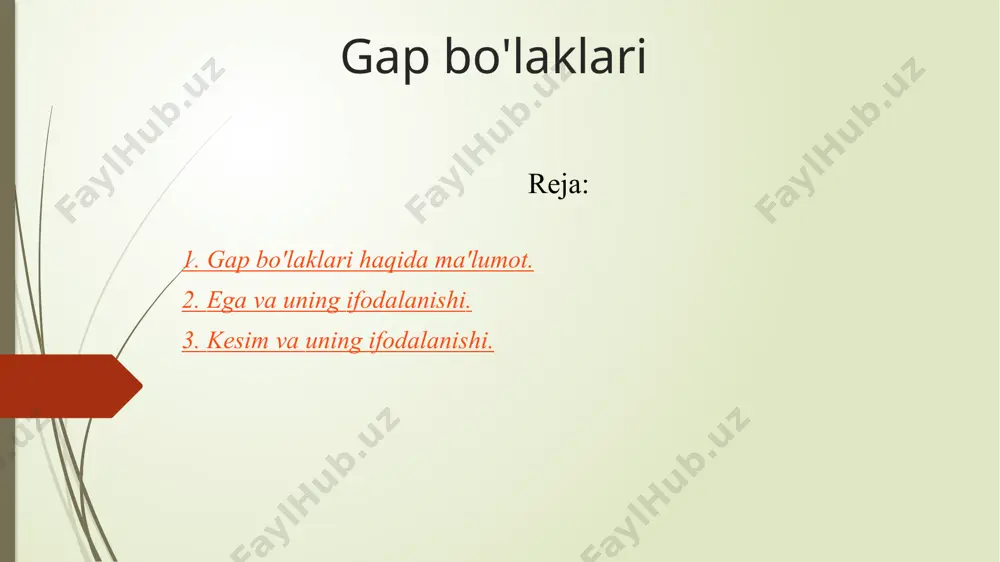 chun tipik formadir. odatda, gap bir so'z orqali ham ma'lum intonasiya yordamida ifodalanishi mumkin. bir sastavli gapda predikativli struktura jihatidan ko'pincha kesim orqali ro'yobga chiqadi. demak, kesim egasi maxsus so'z orqali ifodalanmagan gapda ham mavjud bo'ladi. gapda predikativligini anglatish har vaqt egani izohlashga asoslana bermaydi. ifodaning musbiy tugalligini yuzaga keltirishda kesim asosiy rol o'ynaydi. kesim so'z yoki so'zlar birikuvi bilan ifodalanadi. bunday kesimli gaplar ikki xil konstruksiyada bo'ladi. birinchi xil konstruksiya ikki sastavli gap bo'lib, ularda keisim ma'lum ega to'g'risidagi xukumni ifodalaydi. demak, ikki sastavli gaplardagi kesim egani izohlab, unga tobe bo'lib keladi. kesimni bir tarkibli gaplarda kesim yolg'iz ifodalanib, egaga bog'lanmaydi, chunki eganing o'zi ifodalanmaydi. bunga gaplarda kesimdan anglashilgan bo'lishli yoki bo'lishsiz ish-harakat, xolat yoki biror belgi maxsus bir predmetga-egaga bog'liq bo'lmaydi. shaxsi noma'lum, shaxsi umumlashgan gaplarda esa kesim ma'lum biror konkret shaxs bilan bog'lanmaydi. /docprops/thumbnail.jpeg