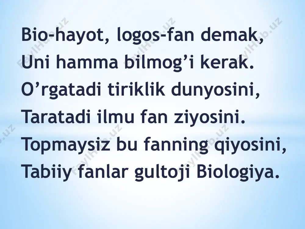 zilo’ngachdan 1. og’iz bo’shlig’i shilliq qavati zararlanganda uni qaysi modda tiklaydi? r.amilaza v.lizotsim h.pepsin o.tripsin 3. oshqozon shilliq qavatining yallig’lanishi-….. m.enterit n.faringit b.laringit t.gastrit 4. vorsinkalar qaysi ichakda joylashgan? a.ingichka ichakda b.yo’g’on ichakda c.o’n ikki barmoq ichakda d.to’g’ri ichakda 5. xix asr o’rtalarida qaysi olim itlar oshqozoniga fistula qo’yish orqali oshqozon shirasi ajratib olish metodini yaratgan? n. i.sechenov a. n.i.lunin m. v.a.basov k. i.p.pavlov 6. og’iz bo’shlig’ida necha juft bezlar joylashgan? t. 2 juft m. 5 juft i. 3 juft n. 4 juft 7.yo’g’on ichakda yashovchi bakteriyalar ishtirokida qaysi vitamin hosil bo’ladi? n. k vitamin t. a vitamin c. d vitamin u. pp vitamin javoblar: v i t a m i n darsning mavzusi: vitaminlar reja: 1. vitamin turlari. 2. vitaminlarga boy mahsulotlar. 3. vitamin yetishmasligi kasalliklari. atamalar: vitamin, gipovitaminoz, gipervitaminoz, avitaminoz, tiamin, singa, beri-beri, riboflavin,raxit vitaminlarni o`rganishga rus olimi nikolay ivanovich lunin asos solgan. xristian eykman 1858 yil 11 …