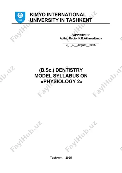 b.sc. dentistry model syllabus on physiology 2 — DOCX