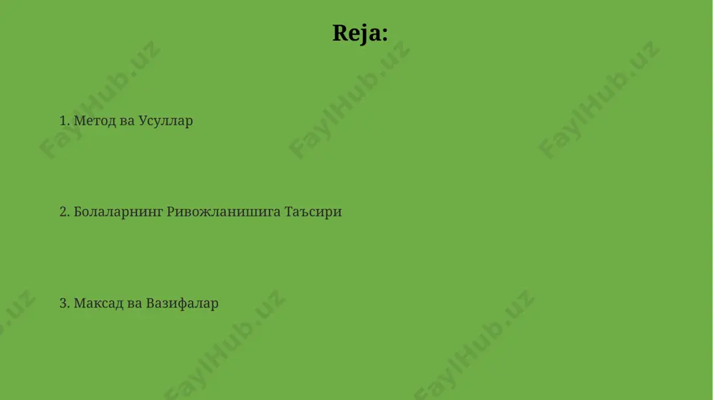 ar va bu ularning o'ziga bo'lgan ishonchini 15-25% gacha kuchaytiradi. sahnada muvaffaqiyatli chiqishlar, hatto kichik rollarda ham, 7-10 yoshli bolalarda o'ziga ishonchni mustahkamlaydi va ijobiy o'z-o'zini baholashni rivojlantiradi. teatrlashtirilgan o'yinlar orqali bolalar 3-5 yosh oralig'ida o'ziga ishonch hissini 20% ga oshirishi mumkin, bu esa ijtimoiy moslashuvchanlikni yaxshilashga yordam beradi. estetik tarbiya teatrlashtirilgan o‘yinlar orqali estetik tarbiya berishda 2-3 ta asosiy obrazlarni tanlash, ularning xarakterini aniq ifodalash, bolalarning ijodkorlik qobiliyatlarini 10-15% ga oshirishga yordam beradi. estetik tarbiya jarayonida ranglar, shakllar, tovushlar, harakatlarning uyg‘unligi orqali bolalarning estetik didini shakllantirish, 4-5 ta asosiy ranglarni farqlash va ularni tasvirlash ko‘nikmalarini rivojlantirish muhim hisoblanadi. estetik tarbiyaning asosiy maqsadi – bolalarda 3 yoshdan 7 yoshgacha bo‘lgan davrda go‘zallik tuyg‘usini shakllantirish, 5 ta hissiy idrokni (ko‘rish, eshitish, hid bilish, ta’m bilish, sezish) rivojlantirish orqali amalga oshiriladi. muloqot ko'nikmalarini rivojlantirish teatrlashtirilgan o'yinlar orqali 3-5 yoshli bolalarda 20 ga yaqin turli so'z birikmalarini qo'llash ko'nikmasi shakllanadi, bu ularning nutq …