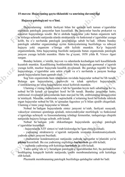 hujayra patologiyasi va o’limi — DOC