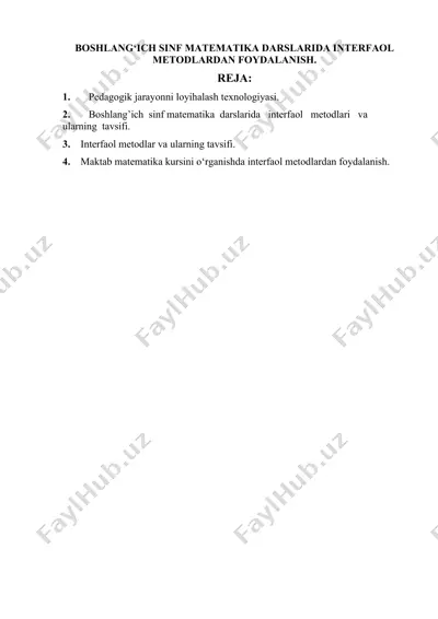 pedagogik jarayonni loyihalash texnologiyasi — DOCX