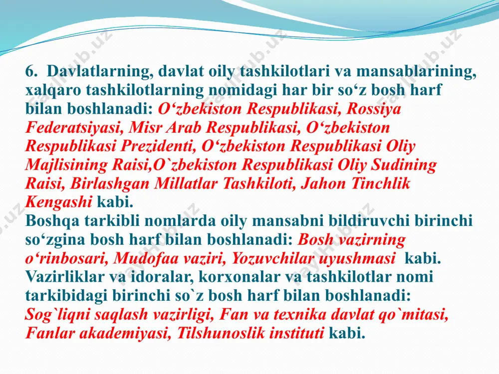imloqoidalari: bosh harflar imlosi, ko‘chirish qoidalari - Page 5