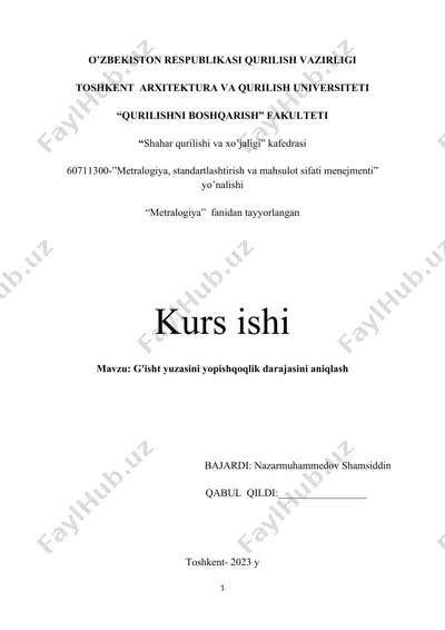 g'isht yuzasini yopishqoqlik darajasini aniqlash — DOCX