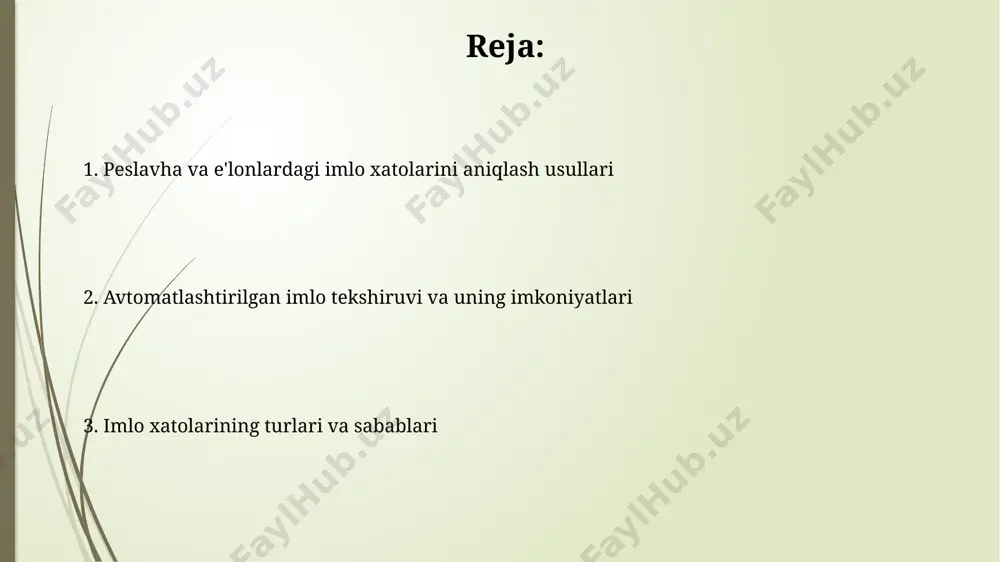va toshkentdagi 50 ta peslavha tahlilida 30% hollarda uchraydi. imlo xatolarining oldini olish bo'yicha tavsiyalar imlo nazorati uchun 2-3 ta imlo tekshirgich dasturini (masalan, grammarly, languagetool) samarqanddagi 5 ta maktabda sinovdan o'tkazing va natijalarni taqqoslang. matnni yozishdan oldin reja tuzing va 10 dan ortiq kalit so'zlarni aniqlang, shundan so'ng matnni diqqat bilan o'qing va xatolarni tuzating. imlo tekshirgichlardan foydalanish usullari ba'zi imlo tekshirgichlar 50000 dan ortiq so'zdan iborat lug'atga ega bo'lib, bu esa o'zbekiston hududida keng tarqalgan so'zlarni tekshirish imkonini beradi va aniqlikni oshiradi. imlo tekshirgichlarning 20 dan ortiq turini google play yoki app store’lardan toshkent shahri kabi har qanday joydan yuklab olish mumkin, ularning har biri turli funksiyalar va til qo'llab-quvvatlash imkoniyatlariga ega. o'zbek tili imlo qoidalarining ahamiyati oʻzbek tili imlo qoidalarini bilish, 100 mingdan ortiq soʻz boyligiga ega boʻlgan lugʻatlar yordamida, samarqanddagi adabiyotshunoslar uchun ilmiy tadqiqotlarning sifatini oshiradi va xatolar sonini kamaytiradi. toʻgʻri imlo, rasmiy hujjatlar, 5-modda va …