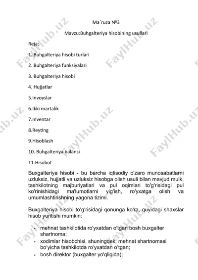 buhgalteriya hisobining usullari — DOCX