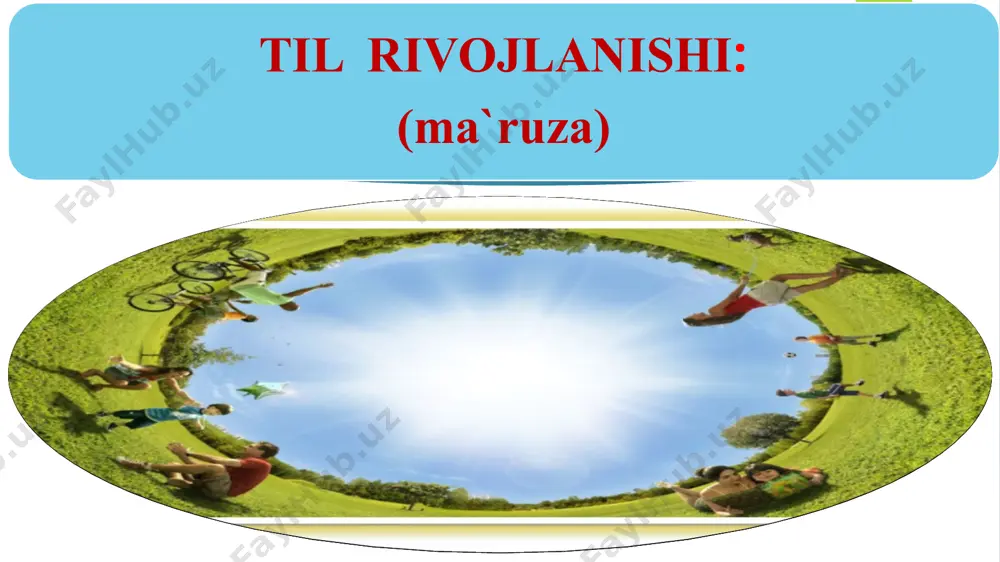 lik sohasi. leksikologiya – so`zlarning ma`nolarini o`rganuvchi tilshunoslik sohasi. sintaksis – gapda so`zlar va so`z birikmalarining birikish usullarini o`rganuvchi tilshunoslikning sohasi. berres frederik skinner— amerikalik psixolog 6 nativizm nativizm deb nomlanuvchi yondashuvda nazariyotchilar tilni rivojlantirishni tushuntirish uchun biologiyaga murojaat qilishdi. xomskiy o'sayotgan bolalarda tilning ko'plab murakkab jihatlarini o'rganishga imkon beradigan biologik mexanizm mavjuddir. ushbu mexanizm ma'lum bir "oldindan bog'langan" bilim va ko'nikmalarni taqdim etadi, bu esa tilni o'rganish vazifasini bolalar noldan boshlashga qaraganda ancha soddalashtiradi. ko'pgina psixologlar xomskiyning fikriga ko'ra, odamlar, garchi aniq biron bir tilni bilish uchun tug'ilmagan bo'lsalar ham, lingvistik bilim va ko'nikmalarni egallashga yordam beradigan ba'zi bir moyillikni meros qilib olishadi nativizm - nazariy nuqtai nazar bo`lib, ba'zi bir bilimlar biologik jihatdan qurilgan va tug'ilish paytida yoki undan ko'p o'tmay mavjud bo‘ladi. noam xomskiy (1928) amerikalik tilshunos miyaning chap yarim sharidagi asosiy til markazlari. vernik zonasi tovushlarni qayta ishlaydi va nutqni tushunadi. brokaning hududi nutq ishlab chiqarishga …