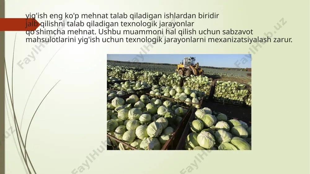 saqlash muddatini uzaytirish uchun maxsus qayta ishlash . yuqori haroratli konserva turlaridan biri pasterizatsiya - mog'or, xamirturush va mikroorganizmlarni yo'q qilish uchun mahsulotni taxminan 100 ° c haroratda qayta ishlash . biroq, bu davolash mikroorganizm sporalarini o'ldirmaydi , shuning uchun mahsulotlar cheklangan saqlash muddatiga ega va past haroratlarda saqlanishi kerak. sharbatlar, murabbolar, murabbolar, meva va rezavorlar kompotlari va boshqalarni pasterizatsiya qiladi . harorat, mahsulotlarning ozuqaviy qiymati yaxshi saqlanadi, ammo vitaminlar va boshqa qimmatli moddalar qisman yo'q qilinadi. oziq-ovqat mahsulotlarini yuqori haroratda ( 100-120 ° c) germetik yopiq sterilizatsiya bilan qayta ishlash barcha turdagi mikroorganizmlarni butunlay yo'q qilishga konservalangan meva va rezavorlar va pomidor mahsulotlari shunday tayyorlanadi , ular bir necha yil davomida saqlanishi mumkin. biroq, sterilizatsiya ozuqaviy qiymatini pasaytiradi , vitaminlar va boshqalarni yo'q qiladi foydali moddalar. yangi sabzavot va mevalarni uzoq muddatli saqlash uchun zarur bo'lgan ichki mikroiqlimga rioya qilgan holda sovutishdan foydalaning : harorat +3...+10 °c, havo namligi …