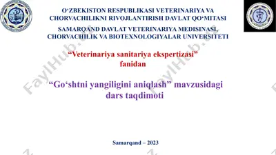 "go‘shtni yangiligini aniqlash" dars taqdimoti — PPTX