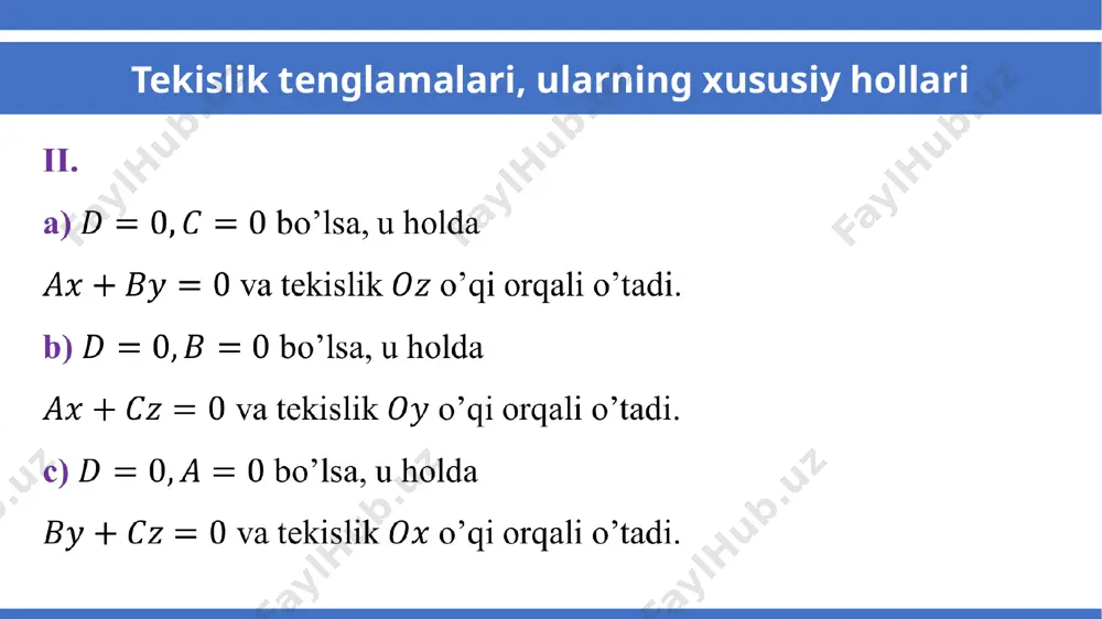 tekislik tenglamalari, ularning xususiy hollari - Page 5