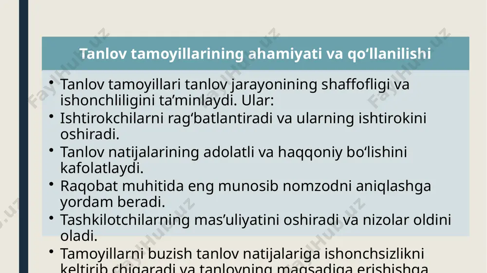 tanlovning tamoyillari.tanlovning vositalari va usullarini qayt etish - Page 5