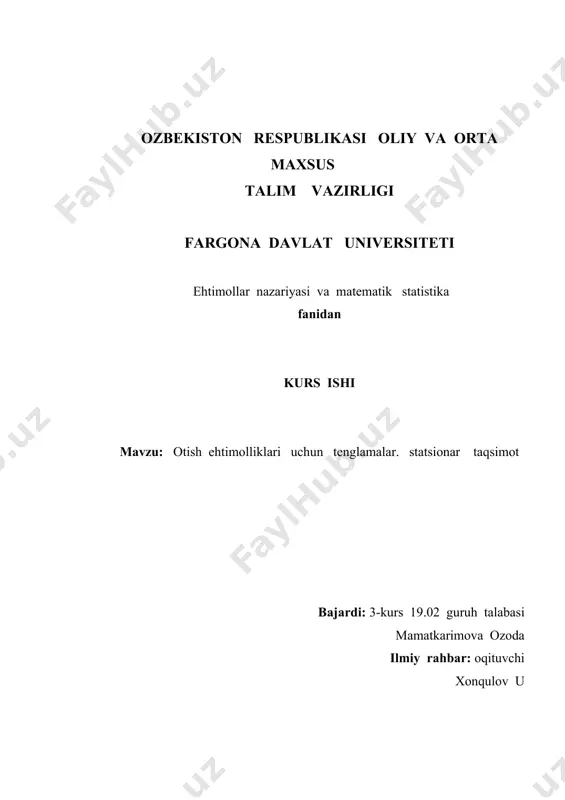 litsey pedagogikasi mazkur masalalar bilangina chegaralanadi degan tasavvur paydo bo�ladi. lekin aslini olganda tanlab olingan o�quv materialini o�qitish muammolari bir muncha murakkabdir. tavsiya etilgan o�quv adabiyotlaridan foydalanib o�quv materialini og�zaki bayon etish jarayonini umumiy nuqtai nazardan baholash uning quyidagi asoslarga ko�ra shakllanganligini ko�rsatadi: matematik nazariyalar boshlang�ich tushunchalar asosida formal mantiq qoidalariga ko�ra qurilganligiga asosan, ta�lim berish jarayoni ham asosan matematik nazariyaning formal-mantiqiy tomonlarini talabalarga bayon etishdan iborat bo�lishi kerak va bu jarayon qisqa vaqt ichida, ketma-ketlik bilan, ortiqcha so�zlarsiz, talabalar bilim darajasiga javob berishi zarur. kurs ishining dolzarbligi: o�zbekiston respublikasida amalga oshirilayotgan ta�lim sohasidagi islohotlar o�ziga xos jamiyat hayotini yangilashda muhim o�rin tutadi. yosh avlodga ta�lim berish jarayonini samarali tashkil etish, ularga ilmiy bilimlarni berish uchun zarur shart-sharoitlarni yaratish ustuvor yo�nalishlardan biri sifatida e�tirof etilgan. bu ta�lim sohasining yuksak darajada rivojlanishinigina kafolati bo�lmay, balki xalq xo�jaligini malakali yetuk kadrlar bilan ta�minlash imkonini ham beradi. hozirgi kunda umumta�lim maktablari, akademik litsey …