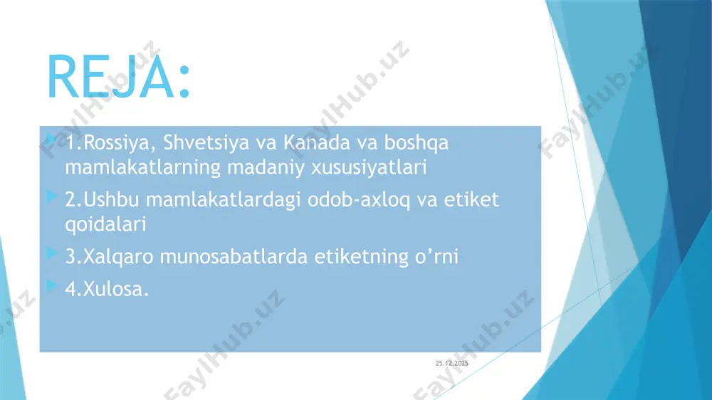 eng yetakchi davlatlardan biri.biznes yuritishda shved ishbilarmonlari iqlim o’zgarishi, gender tengligi, korrupsiya kabi barcha muammolarni inobatga olib ish yuritadi.shuning uchun 1970-yillardan beri shvetsiya biznes hayotida faqat o’sish kuzatilmoqda va jahon talablariga munosib javob bermoqda. 17.04.2024 shvetsiya biznes etiketidagi muhim jihatlar 1.rejalashtirish va tartib shvetsiyada, finlyandiya va daniyada bo'lgani kabi, biznesni amalga oshirishda ham, ijtimoiy aloqalarni amalga oshirishda ham aniqlik juda muhimdir. bundan kelib chiqadiki, siz hech qachon kechikmasligingiz kerak. agar biron sababga ko'ra kechikishingiz kerak bo'lsa, qo'ng'iroq qilish va kimgadir xabar berish xushmuomalalikdir. kech qolish yomon odob sifatida ko'riladi. 17.04.2024 ishbilarmonlik munosabatlarida, munosabatlarning boshida sovg'alar kamdan-kam hollarda beriladi. avval shved sherigingiz sizga sovg'a berishini kuting. ishbilarmonlik munosabatlarining boshida sovg'a almashish odatiy hol bo'lmasa-da, tranzaktsiyani yopib qo'yganingizda mos keladi. sovg’a turlari masalan, siz kechki ovqatga taklif qilganingizda, mezbon gullar, likyor, sharob, tort yoki shokoladlarni qadrlaydi. xrizantema, oq zambaklar, qizil atirgullar yoki orkidelardan qochish kerak, chunki ular boshqa holatlar bilan bog'liq. shvedlar …