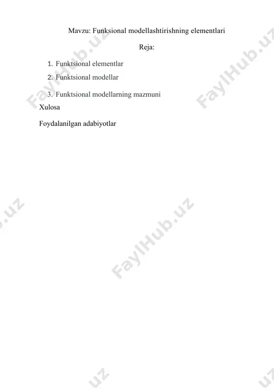 ini belgilaydigan atributlarni o'z ichiga oladi. funktsional modellar tizim muhandisligi, dasturiy injiniring va informatika sohasida funksiya modeli yoki funksional model modellashtirilgan tizim yoki mavzu doirasidagi funksiyalarning (faoliyatlar, harakatlar, jarayonlar, operatsiyalar) tuzilgan ifodasidir. idef0 notatsiyasida "qayta tiklanadigan ehtiyot qismlarni saqlash" jarayonining funktsional modeliga misol . funktsiya modeli, faoliyat modeli yoki jarayon modeliga o'xshash, belgilangan doiradagi korxona funktsiyasining grafik tasviridir. funktsiya modelining maqsadlari funktsiyalar va jarayonlarni tavsiflash, axborot ehtiyojlarini aniqlashga yordam berish, imkoniyatlarni aniqlashga yordam berish va mahsulot va xizmatlar narxini aniqlash uchun asos yaratishdir. tarixi: tizim muhandisligi va dasturiy injiniring sohasidagi funktsiya modeli 1950-1960 yillarda paydo bo'lgan, ammo tashkilot faoliyatini funktsional modellashtirishning kelib chiqishi 19-asr oxiriga borib taqaladi. 19-asr oxirida tadbirkorlik faoliyati, harakatlar, jarayonlar yoki operatsiyalar tasvirlangan birinchi diagrammalar paydo bo'ldi va 20-asrning birinchi yarmida biznes jarayonlari faoliyatini hujjatlashtirishning birinchi tizimli usullari paydo bo'ldi. ushbu usullardan biri 1921 yilda frenk gilbret tomonidan amerika mexanik muhandislar jamiyati (asme) a'zolariga "jarayon jadvallari - …