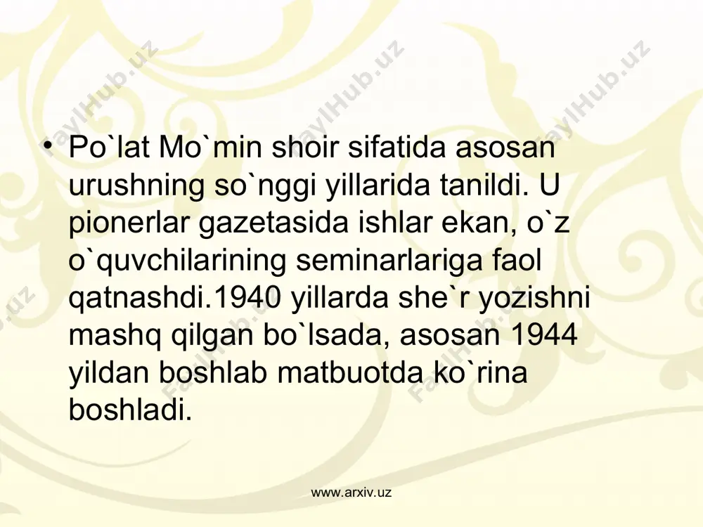 po’lat mo’min ijodida odob-ahloq mavzusi - Page 5