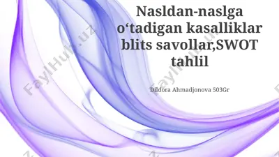 kasalliklar blits savollar va swot tahlili — PPTX