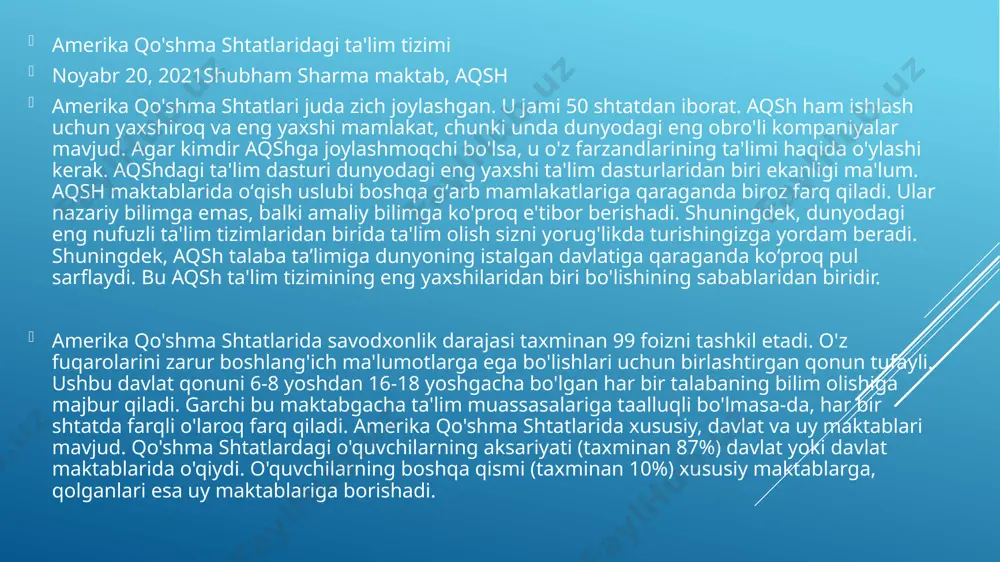 ta'lim tizimi amerika qo'shmashtatlarida - Page 5