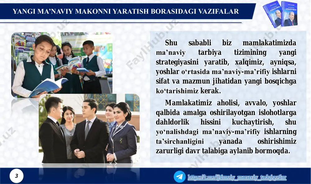 chiqish va uni amaliyotga tizimli joriy etish. https://t.me/ijtimoiy_manaviy_tadqiqotlar 8 https://t.me/ijtimoiy_manaviy_tadqiqotlar e’tiboringiz uchun rahmat https://t.me/ijtimoiy_manaviy_tadqiqotlar