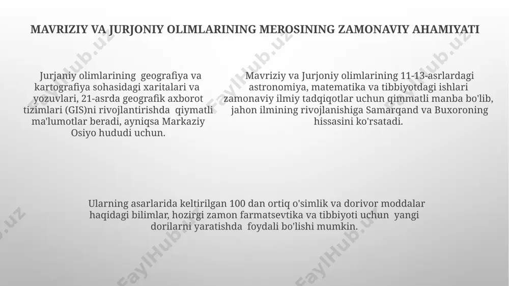 al-javhariy mavriziy, jurjoniylar ilm-fan sohasida amalga oshirgan ishlari - Page 5