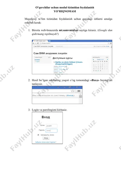 o’quvchilar uchun modul tizimi — DOCX
