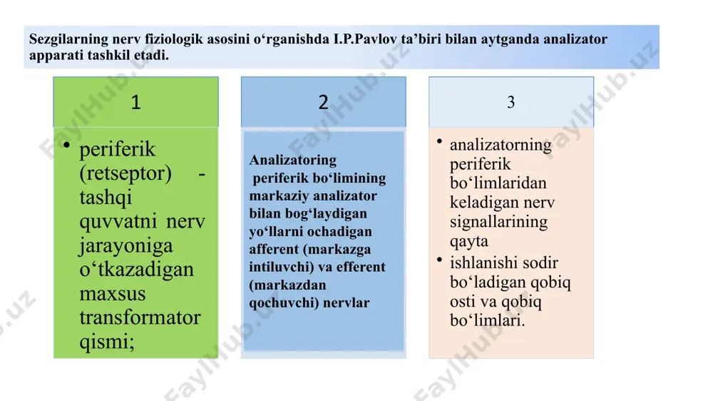 rayonlariga xos qonuniyatlar a. figura va fonning ilgarigi harakatga bog‘liqligi qonuni. b. idrokning konstantliliga qonuni. v. kutishlar va taxminlarning idrokka ta’siri. g. o‘zgarmas ma’lumotnnng idrok qilinmasligi qonuni. d. anglanganlik qonuni. ye. taxminlarni tekshirish jarayonida idrok qilish. idrok turlari fazo idroki vaqt idroki harakat idroki 1 idrok tiplari sintеtik - atrofdagi olamni yaxlitlikda, uning barcha jihatlari,sohalari, qirralari bilan, ko‘pincha detallarini sezmagan holda idrok etadigan insonlarga xos. idrok tiplari analitik detallarni, xususiy jihatlarni idrok etishga moyillik va atrofdagi olamni yaxlitlikda idrok etishga qiyinchilik mavjud idrok tipi. analitiko-sintеtik – u yoki bu darajada xususiy, detallarni va umumiy, yaxlitlikda idrok etish tendensiyasi mavjud bo‘lib, eng ko‘p tarqalgan tip. idrok xususiyatlari idrok anglanilganlik va umumiylik xarakteriga ega. inson tomonidan idrok etilgan narsa yoki hodisa u uchun ma’lum ma’noga ega (masalan, g‘isht, non, metall qurilma) va shaxsiy ma’noga, ahamiyatga ega (foydali-zararli, kerakli-keraksiz, chiroyli-xunuk). idrok predmetli xarakteriga ega. u ma’lum ma’noga va qo‘llanishga ega turli obyekt, hodisa, …
