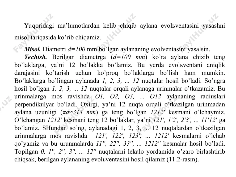 evolventa va uning xossalari. silindrsimon tishli g’ildirakning geometrik parametrlari - Page 4