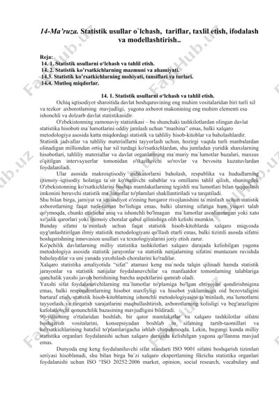 statistik usullar — DOCX