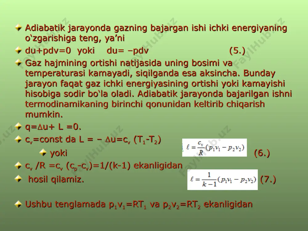 6-ma’ruza: asosiy termodinamik jarayonlarning tahlili - Page 5
