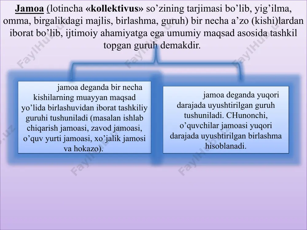’quvchilar jamoasini shakllanish bosqichlari to’g’ri ko’rsatilgan qatorni ko’rsating a) o’quvchilar jamoasi 2 ta bosqichi shakllantiriladi. v) o’quvchilar jamoasi 3 ta bosqichi shakllantiriladi. s) o’quvchilar jamoasi 4 ta bosqichi shakllantiriladi. 5 ball muammoli vaziyat. guruhga yangi guruh rahbari tayinlandi. yangi guruh rahbari xonaga kirishi bilan hammani o’ziga qaratib shunday dedi: “bundan keyin bu yerda mening aytganim – aytgan, deganim degan bo’ladi. kim menga quloq solmasa itning kunini boshiga solaman”–deb o’zining qator talablarini ayta ketdi va hech kim bilan maslahatlashmasdan guruh liderini tayinladi. o’qituvchi guruhda kuch bilan tartib o’rnatishga harakat qildi. 1. mazkur holat qanday oqibatlarga olib kelishi mumkin? 2. pedagog yangi guruhi bilan muloqatni qanday tashkil etishi kerak edi? 1-5 ball simptom jamoa bu-.......... 5 ball amaliy ko’nikma o’qituvchilar tomonidan ijobiy natija beradigan talablarni sanang: 1-5 ball “assisment” metodi test. 1.o’quvchilar jamoasini shakllanish bosqichlari to’g’ri ko’rsatilgan qatorni ko’rsating a) o’quvchilar jamoasi 2 ta bosqichi shakllantiriladi. v) o’quvchilar jamoasi 3 ta bosqichi …