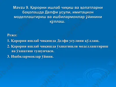 қарорни ишлаб чиқиш ва ҳолатларни баҳолашда — PPT
