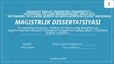 transport shovqinini tarqalishning tadqiqoti — PPTX