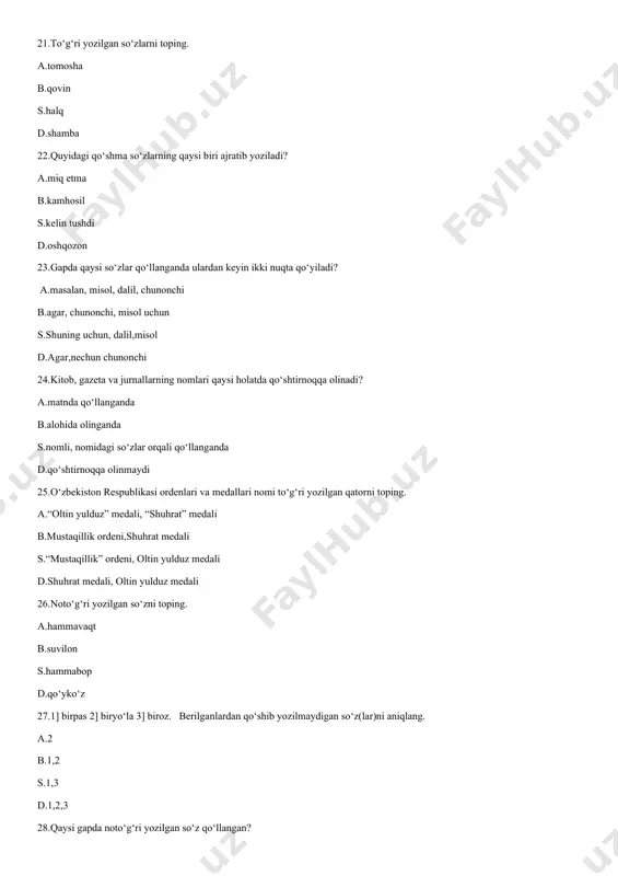 turizm yo‘nalishi 1-bosqich oraliq nazorat savollari - Page 4