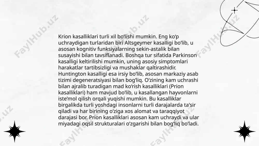 inan 30 foizida aniqlanadi. immun tizimi bu kasalliklarga qarshi himoya qilishda muhim rol o'ynaydi. kuchli immunitet tananing infeksiya va yallig'lanishga qarshi kurashish qobiliyatini oshiradi. bu jarayonda limfotsitlar va makrofaglar asosiy hujayralar sifatida faoliyat ko'rsatadi. sog'lom ovqatlanish va muntazam jismoniy mashqlar immun tizimini mustahkamlashga yordam beradi. har kuni 400-800 iu d vitamini qabul qilish tavsiya etiladi, chunki bu vitamin suyak mustahkamligini saqlab qolishda muhim ahamiyatga ega. ... t.me/slaydai_bot krion kasalliklarining oldini olish uchun qishloq xo'jalik amaliyotida bir qator chora-tadbirlarni ko'rish lozim. avvalo, sog'lom urug'larni tanlash va ularni ekishdan oldin antifungal preparatlar bilan muomala qilish zarur. sug'orish tizimini optimallashtirish va o'simliklar orasida to'g'ri masofa saqlash orqali kasalliklarning tarqalishini kamaytirish mumkin. shuningdek, tuproqni muntazam ravishda havolatish va organik moddalar bilan o'g'itlash ham muhim rol o'ynaydi. maxsus kimyoviy dorilarni qo'llash, masalan, fungitsidlar, vaqtida bajarilishi kerak. bu chora-tadbirlar kasallik xurujini sezilarli darajada kamaytiradi va hosildorlikni yaxshilaydi. fito-sanitar nazoratni oshirish va muntazam tekshiruvlarni o'tkazish orqali ham …