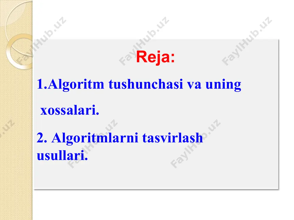 algoritm va uning xossalari: algoritmlarni tasvirlash usullari - Page 5