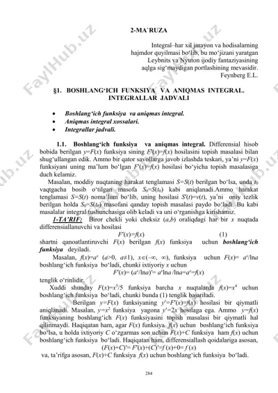 integral – ma'ruzalar — PDF