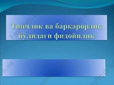 тинчлик ва барқарорлик йўлидаги фидойилик — PPT