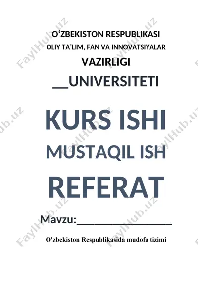 o‘zbekiston respublikasida mudofaa tizimi — DOCX